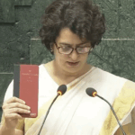 Priyanka’s first day in Parliament: She arrived wearing a ‘Kasavu’ saree, took oath with a copy of the Constitution; Rahul said- Let me take your photo